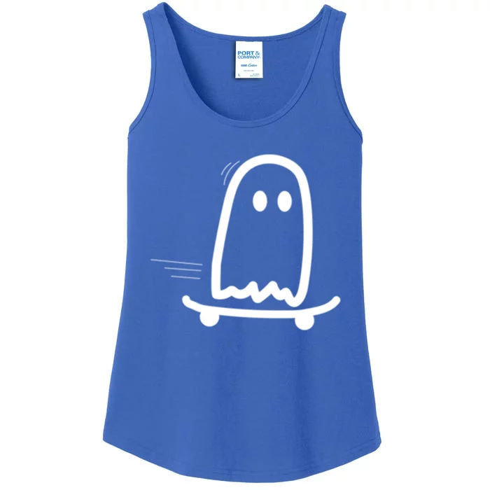 Skateboard Ghost Halloween Costume Funny Ghost Skateboarding Gift Ladies Essential Tank