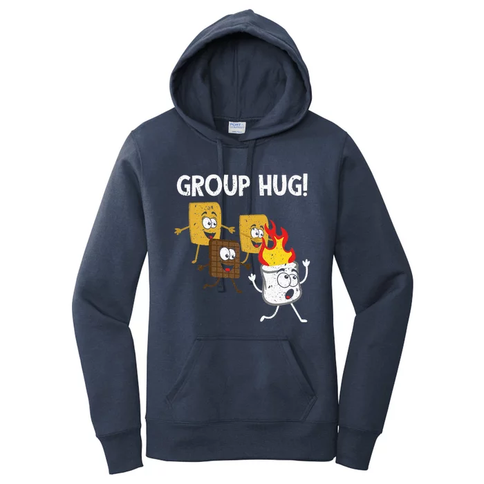 Smores Group Hug S'mores Camping Food Marshmallows On Fire Women's Pullover Hoodie