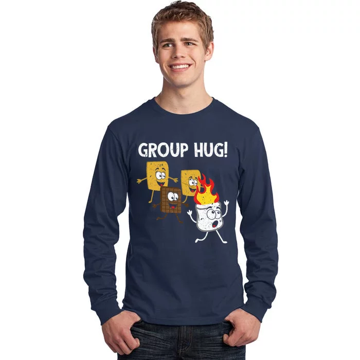 Smores Group Hug S'mores Camping Food Marshmallows On Fire Tall Long Sleeve T-Shirt