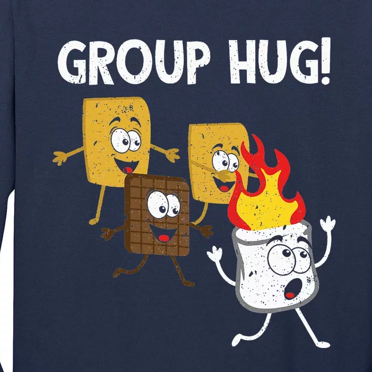 Smores Group Hug S'mores Camping Food Marshmallows On Fire Tall Long Sleeve T-Shirt