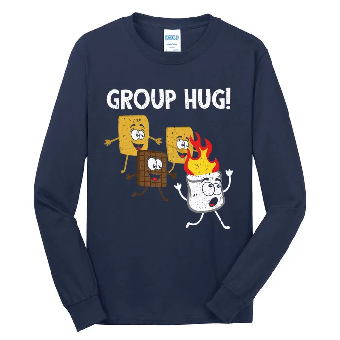 Smores Group Hug S'mores Camping Food Marshmallows On Fire Tall Long Sleeve T-Shirt