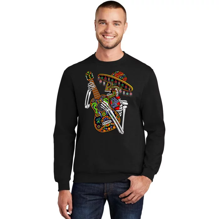 Sombrero Guitar Huichol Sugar Skull Calavera Mexico Mariachi Sweatshirt