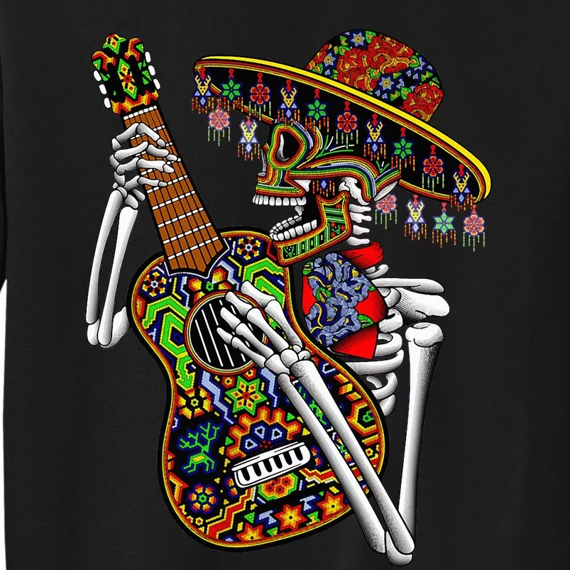 Sombrero Guitar Huichol Sugar Skull Calavera Mexico Mariachi Sweatshirt