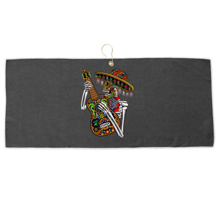 Sombrero Guitar Huichol Sugar Skull Calavera Mexico Mariachi Large Microfiber Waffle Golf Towel