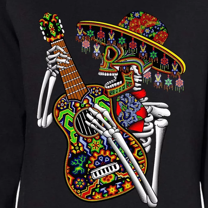 Sombrero Guitar Huichol Sugar Skull Calavera Mexico Mariachi Womens California Wash Sweatshirt