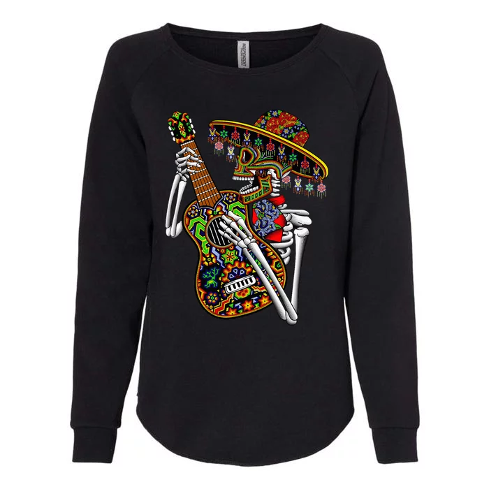 Sombrero Guitar Huichol Sugar Skull Calavera Mexico Mariachi Womens California Wash Sweatshirt