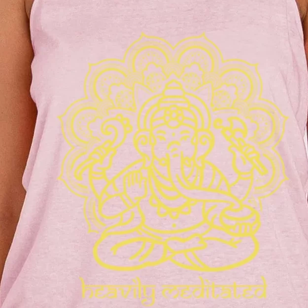 Sitting Ganesha Heavily Meditated Great Gift Women's Knotted Racerback Tank