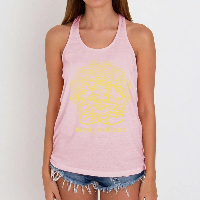 Sitting Ganesha Heavily Meditated Great Gift Women's Knotted Racerback Tank