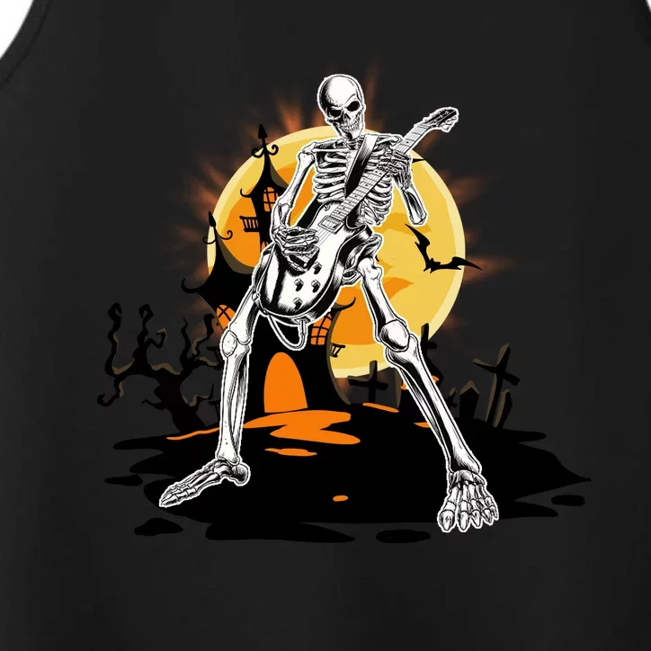 Skeleton Guitar Halloween Spooky Performance Tank