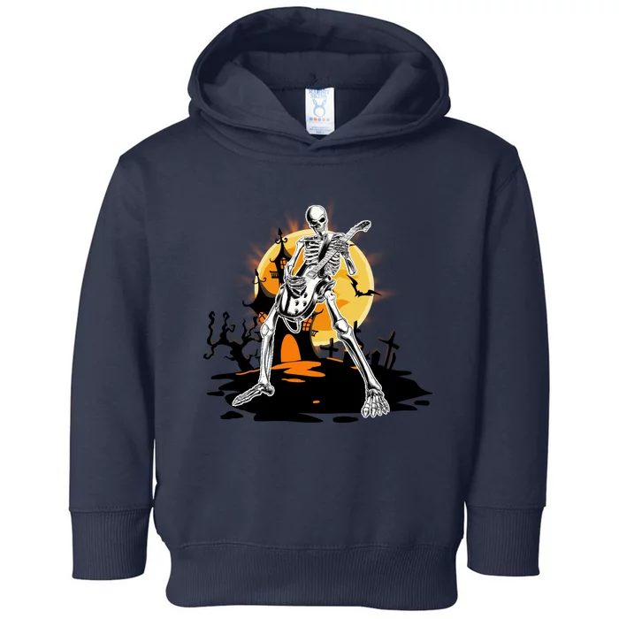 Skeleton Guitar Halloween Spooky Toddler Hoodie