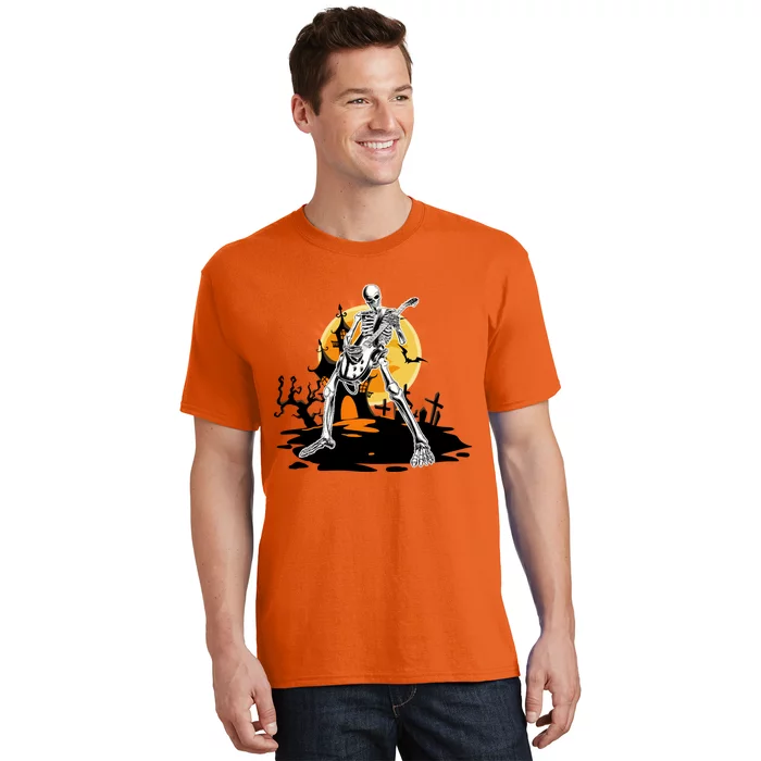 Skeleton Guitar Halloween Spooky T-Shirt