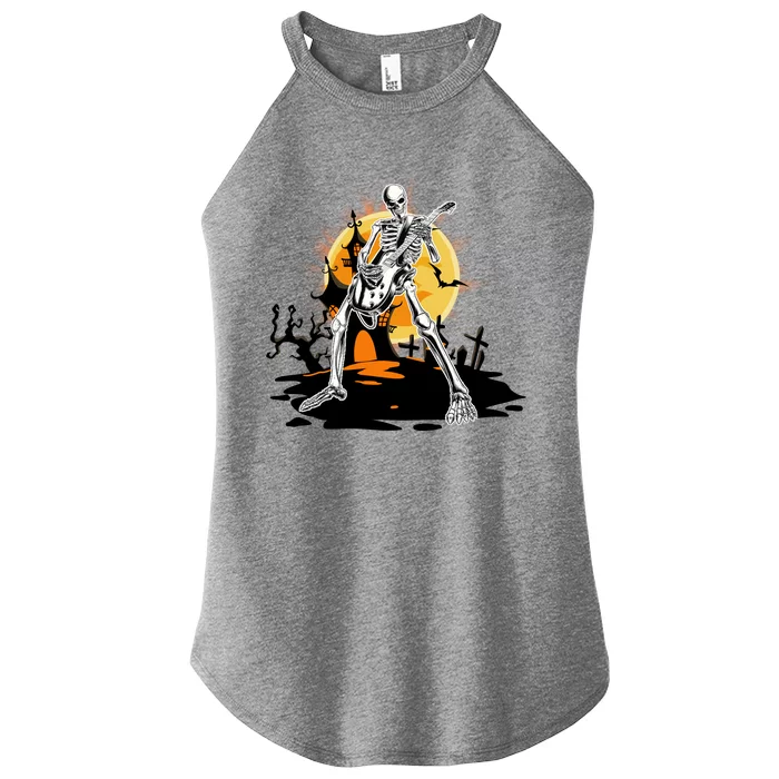 Skeleton Guitar Halloween Spooky Women’s Perfect Tri Rocker Tank