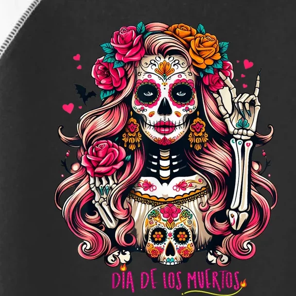 Skull Girl Halloween Dia De Los Muertos Mexican Sugar Toddler Fine Jersey T-Shirt