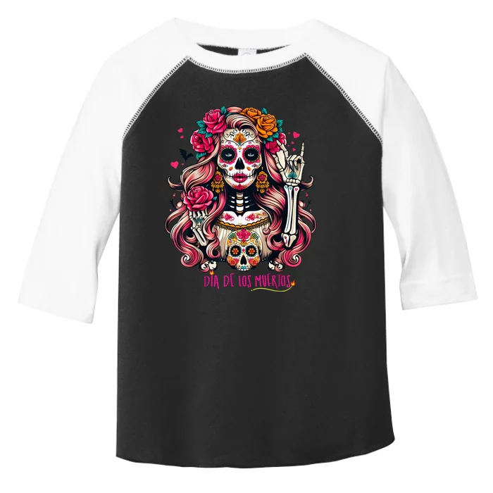 Skull Girl Halloween Dia De Los Muertos Mexican Sugar Toddler Fine Jersey T-Shirt