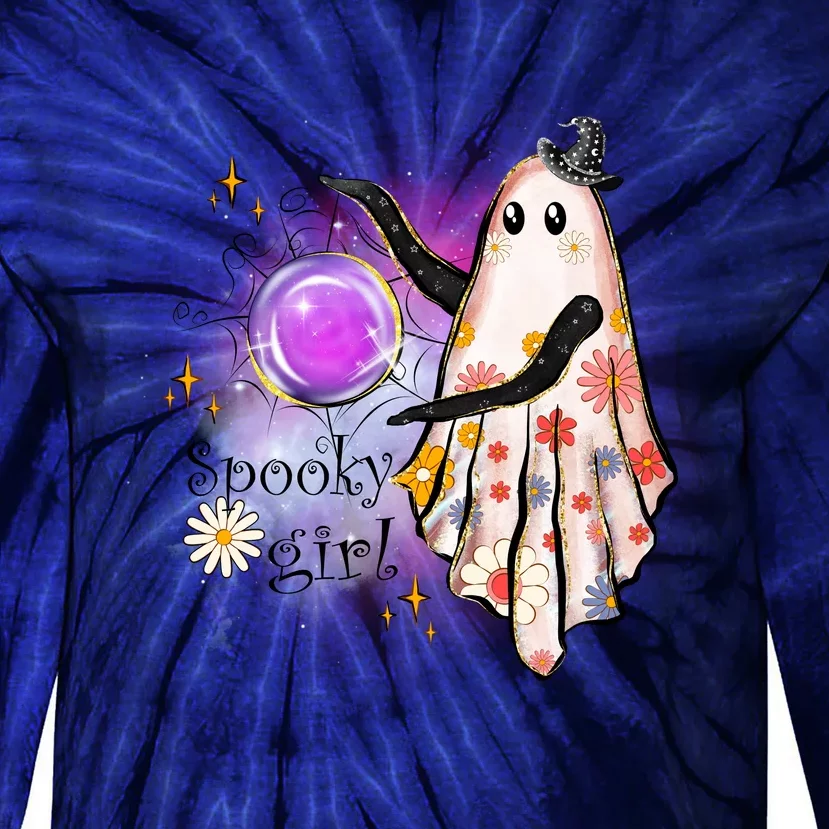 Spooky Girl Halloween T Shirts Boo Graphic Tee Designs Scary Halloween Costume Tie-Dye Long Sleeve Shirt