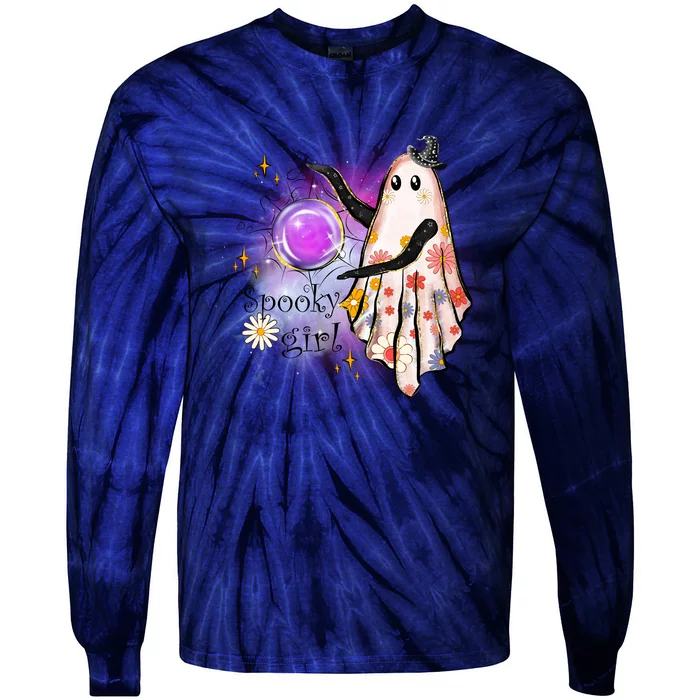 Spooky Girl Halloween T Shirts Boo Graphic Tee Designs Scary Halloween Costume Tie-Dye Long Sleeve Shirt