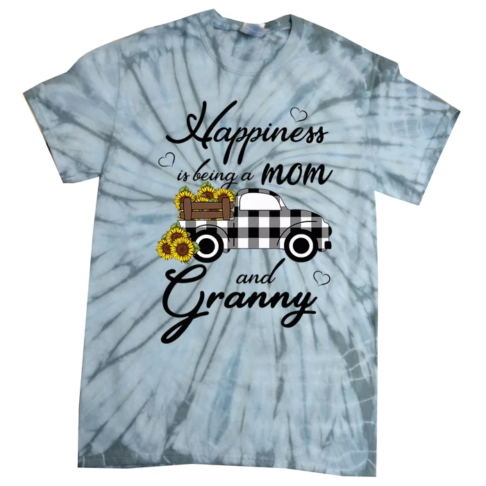 Sunflower Grandma Happiness is being a Mom and Granny Tie-Dye T-Shirt