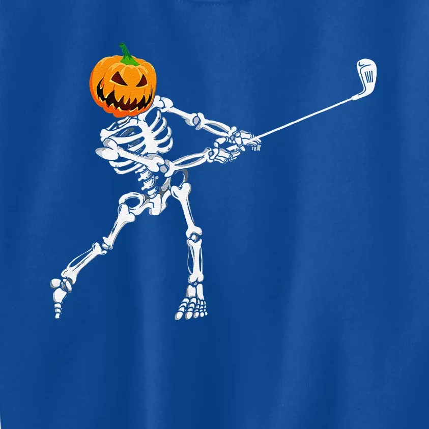 Skeleton Golf Halloween Pumpkin Golfing Golfer Kids Sweatshirt