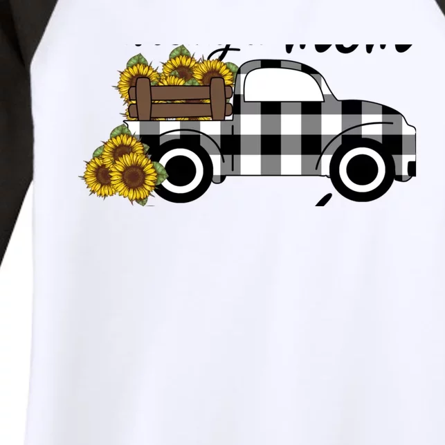 Sunflower Grandma Happiness is being a Mom and Mamaw Women's Tri-Blend 3/4-Sleeve Raglan Shirt