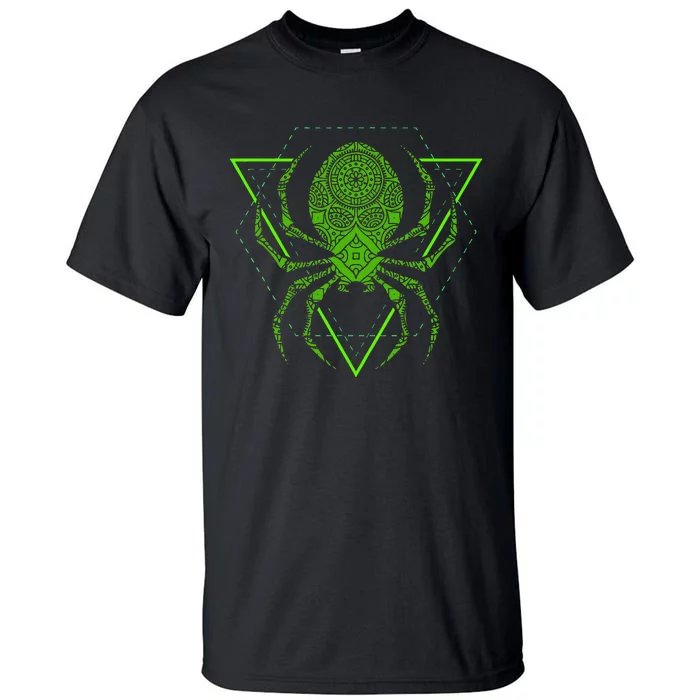 Sacred Geometry Halloween Spider Tribal Tattoo Mandala Tall T-Shirt