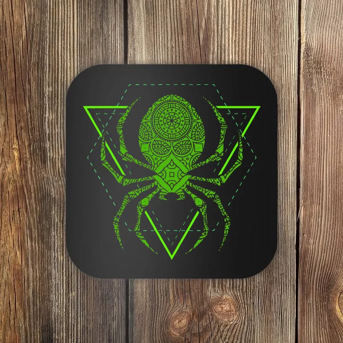 Sacred Geometry Halloween Spider Tribal Tattoo Mandala Coaster