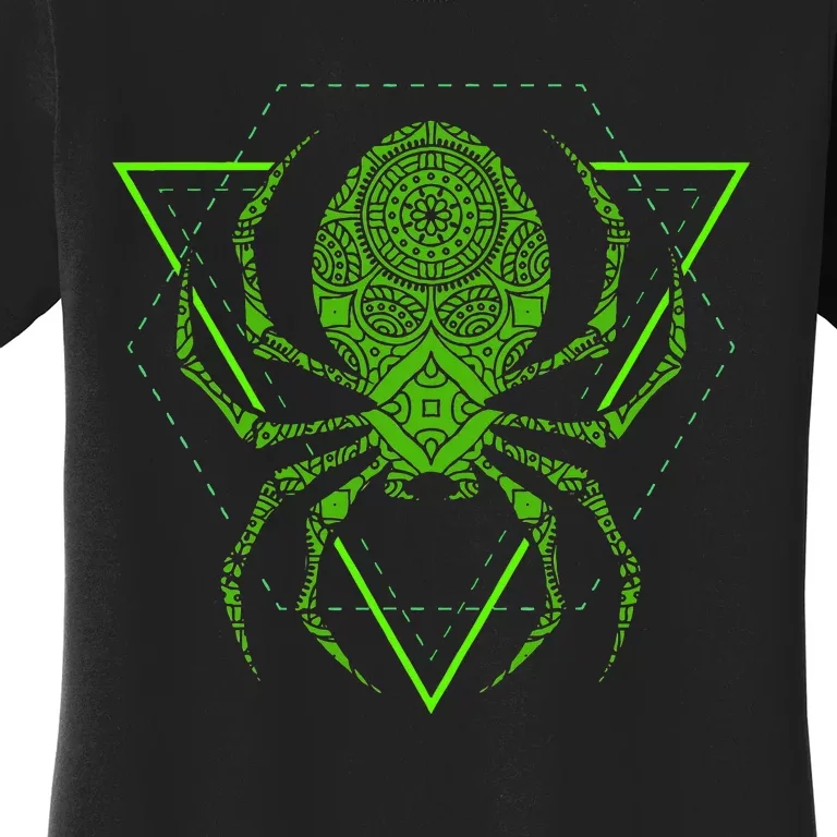 Sacred Geometry Halloween Spider Tribal Tattoo Mandala Women's T-Shirt