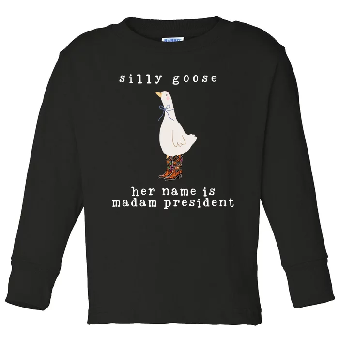 Silly Goose Her Name Is Madam President Toddler Long Sleeve Shirt