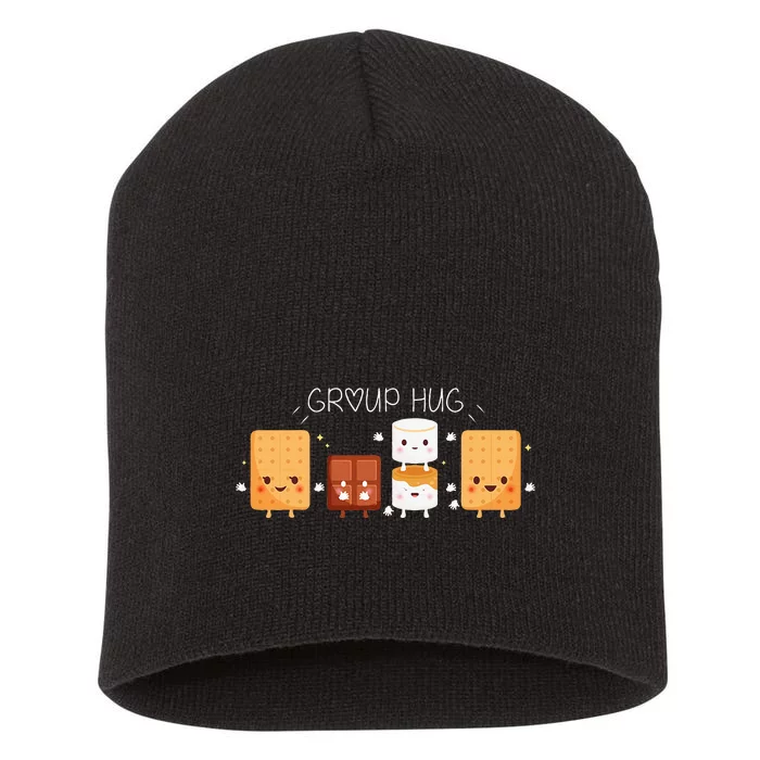 Smores Group Hug Camping Marshmallow Smores Short Acrylic Beanie