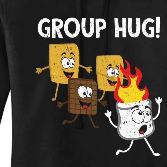 Smores Group Hug S'mores Camping Food Marshmallows on Fire Women's Pullover Hoodie