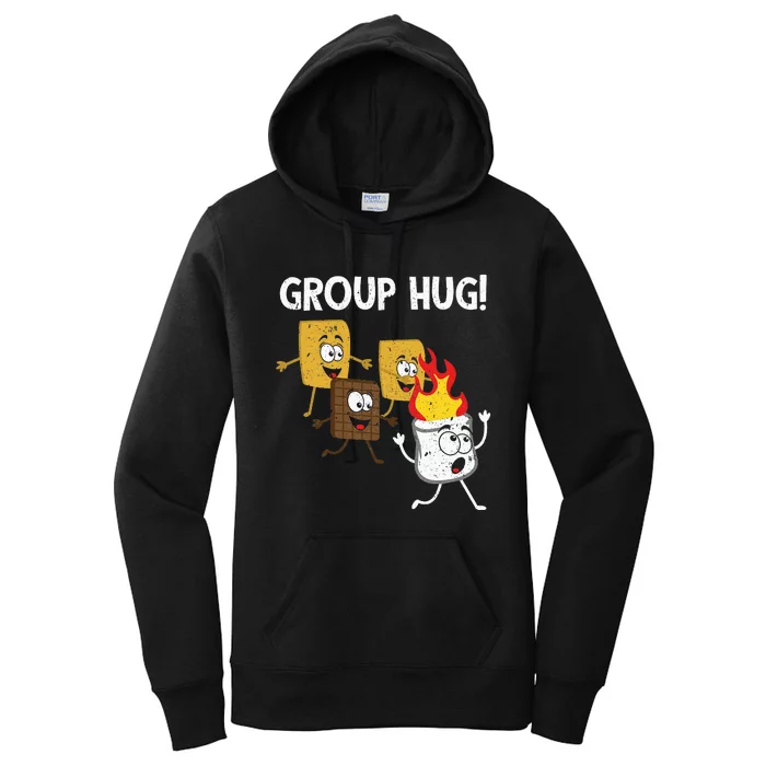 Smores Group Hug S'mores Camping Food Marshmallows on Fire Women's Pullover Hoodie