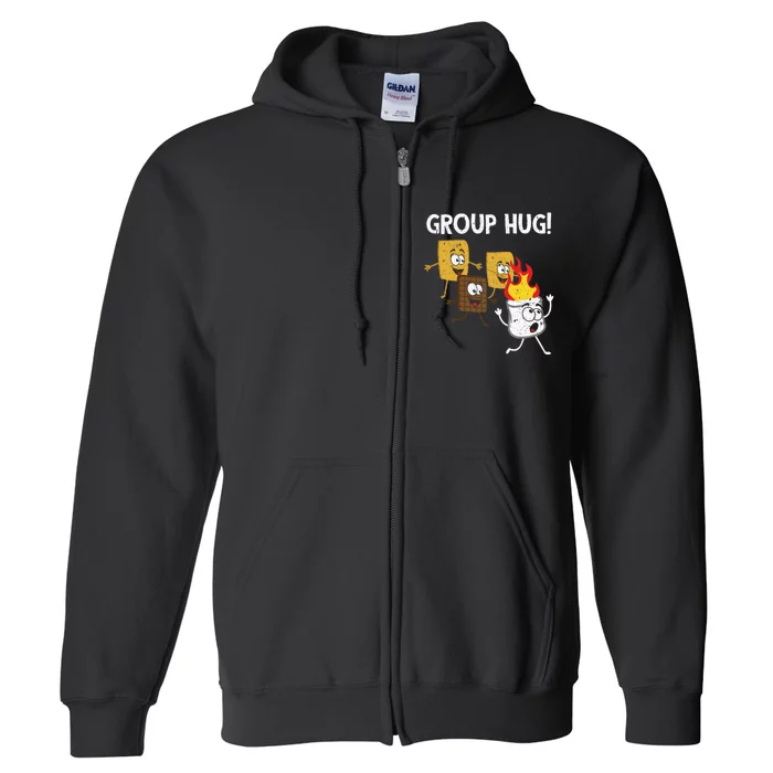 Smores Group Hug S'mores Camping Food Marshmallows on Fire Full Zip Hoodie