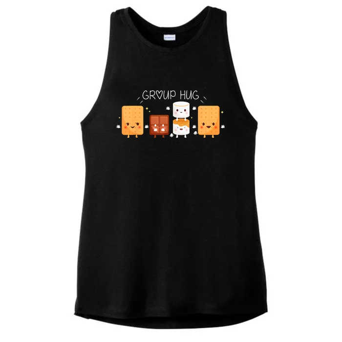 Smores Group Hug Camping Campfire Marshmallow Smores Ladies Tri-Blend Wicking Tank