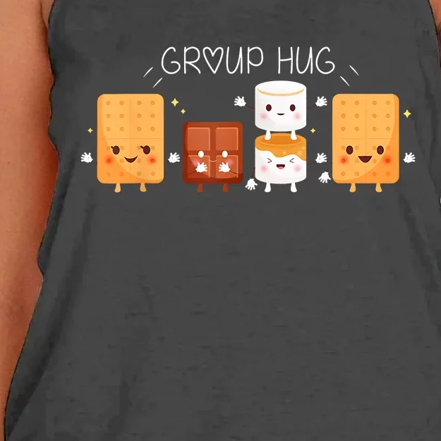 Smores Group Hug Camping Campfire Marshmallow Smores Women's Knotted Racerback Tank