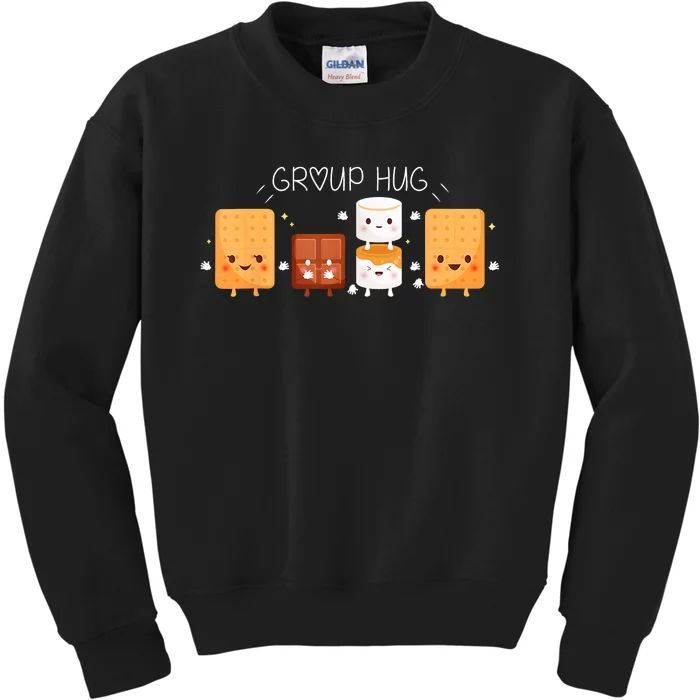 Smores Group Hug Camping Campfire Marshmallow Smores Kids Sweatshirt