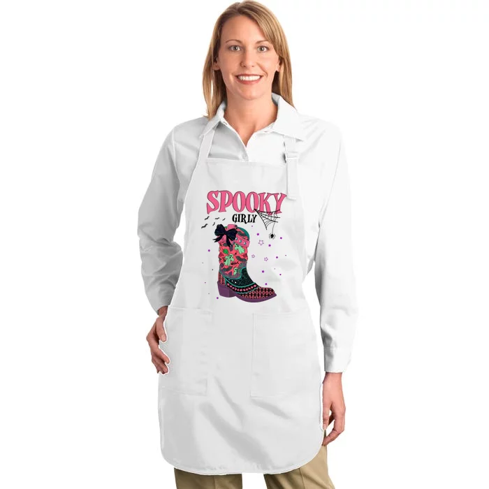 Spooky Girly Halloween Ghost Ghoul Full-Length Apron With Pocket