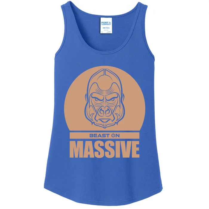 Solid Gorilla Head Beast Beige Gym Fitness Training Workout Great Gift Ladies Essential Tank