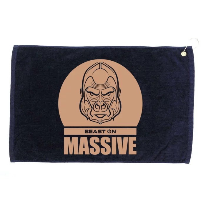 Solid Gorilla Head Beast Beige Gym Fitness Training Workout Great Gift Grommeted Golf Towel