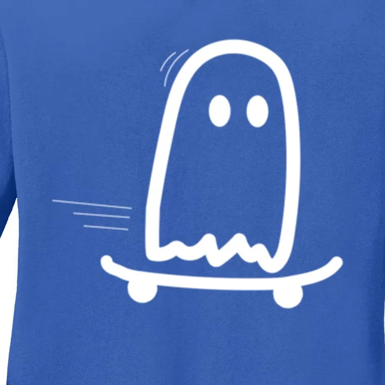 Skateboard Ghost Halloween Costume Funny Ghost Skateboarding Gift Ladies Long Sleeve Shirt