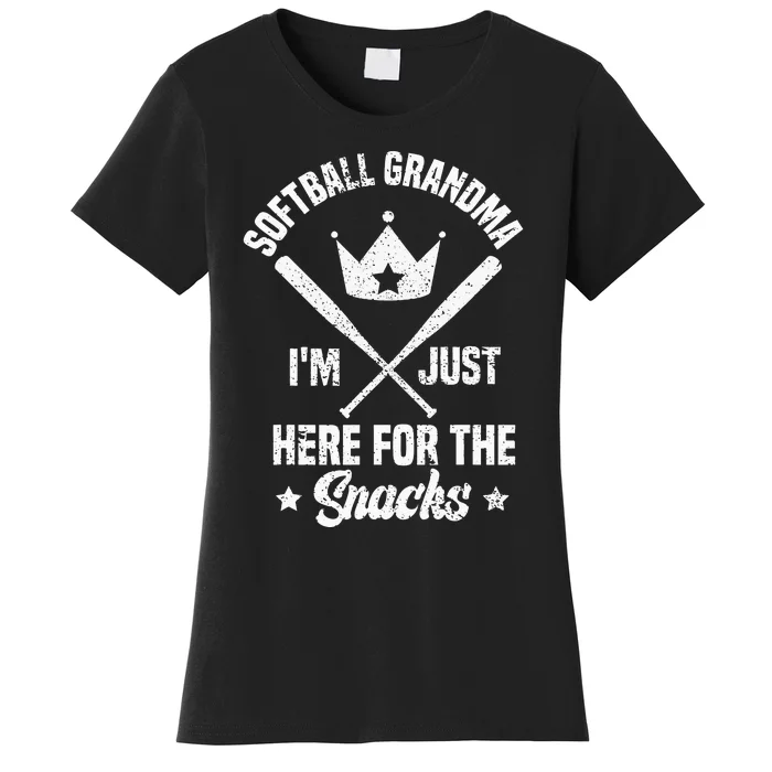 Softball Grandma I'm Just Here for the snacks Baseball Cute Women's T-Shirt