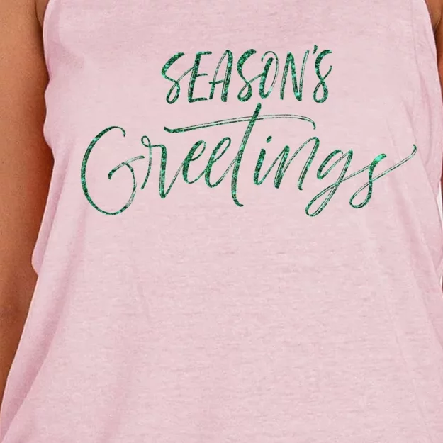 Seasons Greetings In Script Cursive Meaningful Gift Women's Knotted Racerback Tank