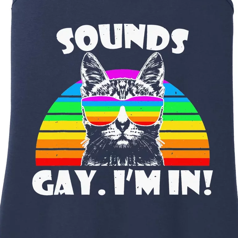 Sounds Gay I'm In Rainbow Cat Pride Retro Ladies Essential Tank