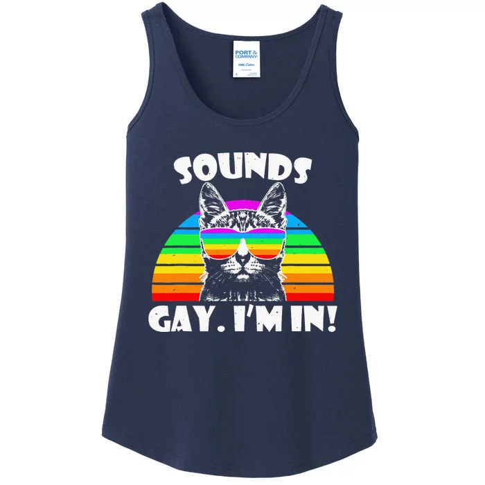 Sounds Gay I'm In Rainbow Cat Pride Retro Ladies Essential Tank