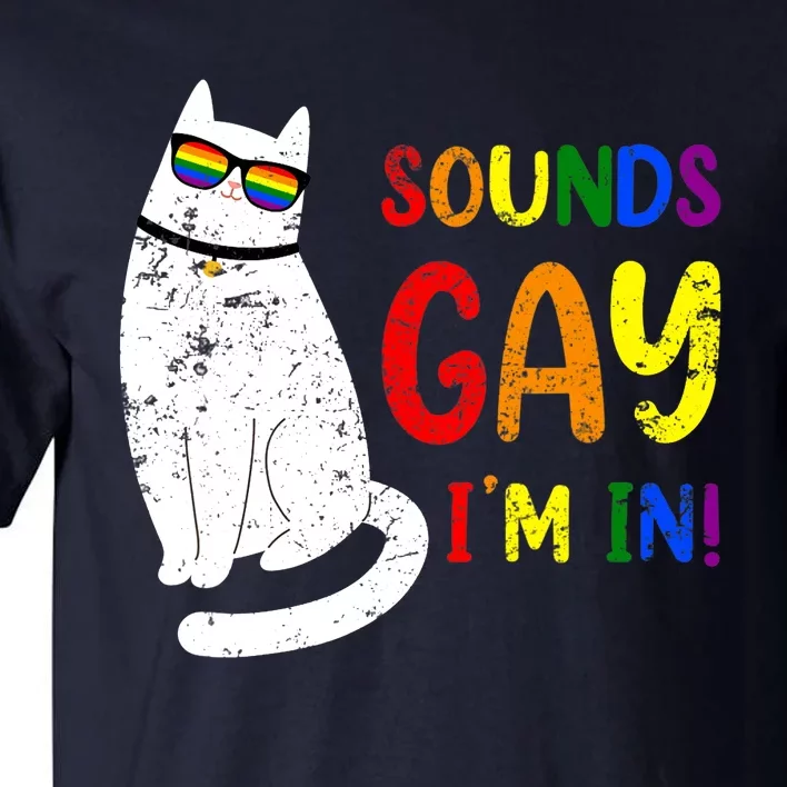 Sounds Gay I Am In Chonk Cat Funny Kitty LGBT Pride Rainbow Tall T-Shirt