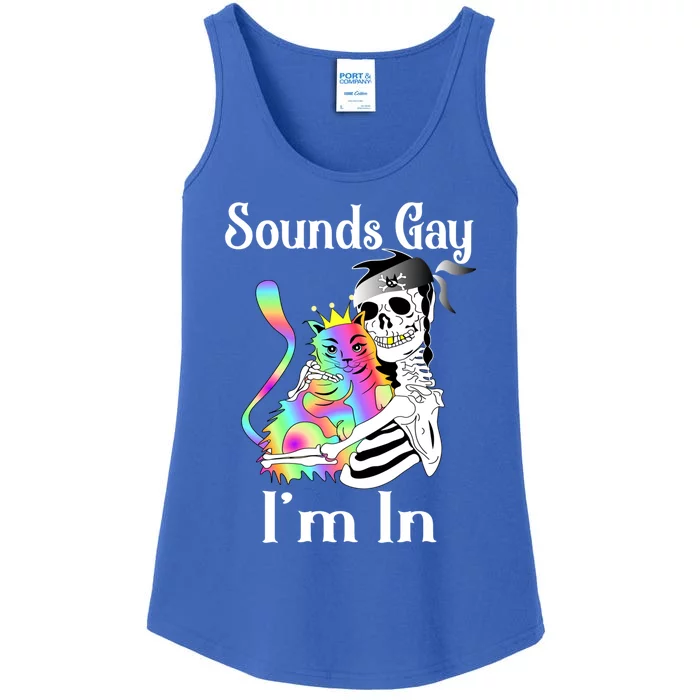 Sounds Gay Im In Funny Lgbt Pride Ally Gothic Rainbow Cat Meaningful Gift Ladies Essential Tank