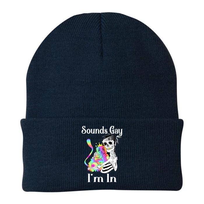 Sounds Gay Im In Funny Lgbt Pride Ally Gothic Rainbow Cat Meaningful Gift Knit Cap Winter Beanie