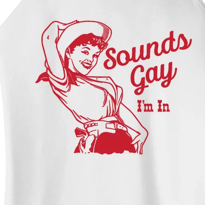 Sounds Gay IM In Retro Lgbt 80s Pride Women’s Perfect Tri Rocker Tank