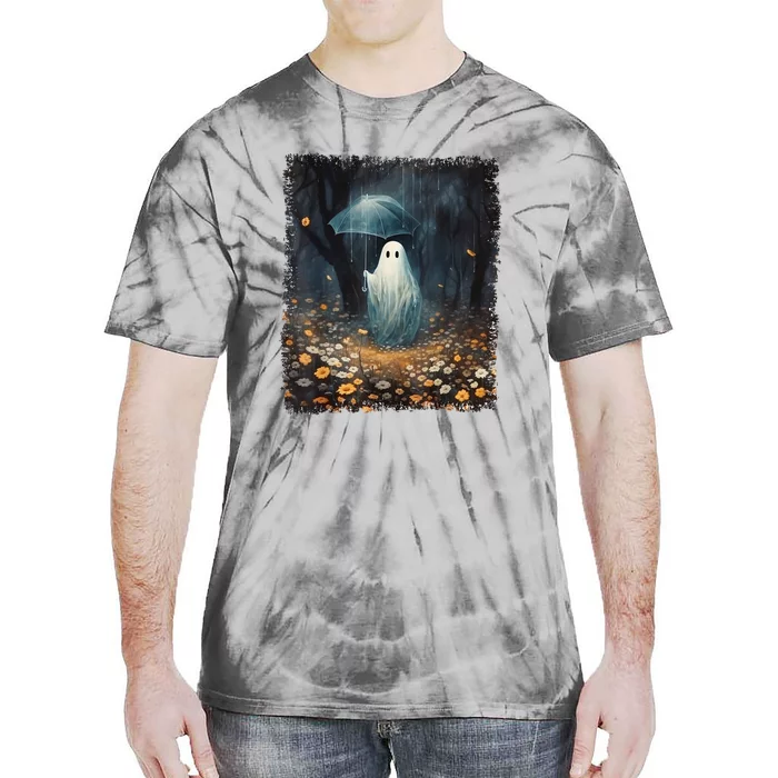 Spooky Ghost In The Forest Umbrella Vintage Halloween Gift Tie-Dye T-Shirt