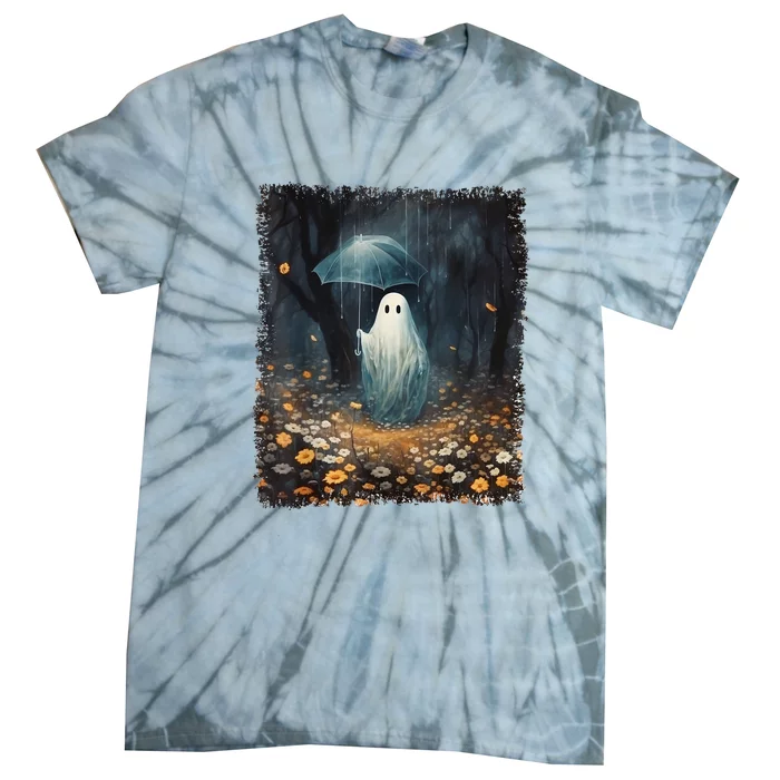 Spooky Ghost In The Forest Umbrella Vintage Halloween Gift Tie-Dye T-Shirt