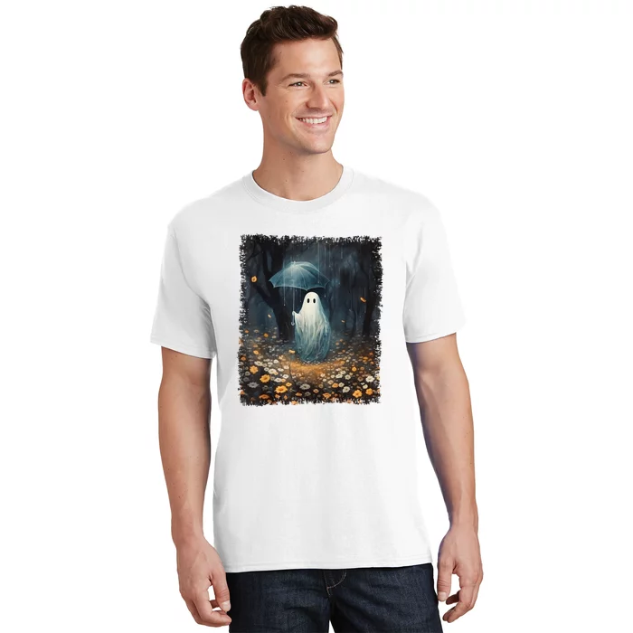 Spooky Ghost In The Forest Umbrella Vintage Halloween Gift T-Shirt