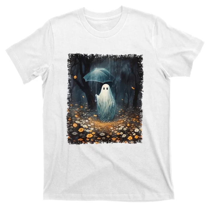 Spooky Ghost In The Forest Umbrella Vintage Halloween Gift T-Shirt